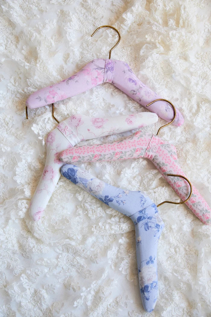 LoveShackFancy Girls’ Floral Fabric Hangers – Set of 4 | 12" X 7.5"