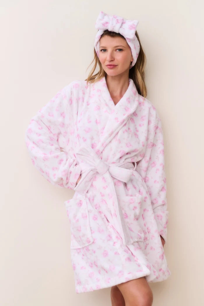 LoveShackFancy Indie Cotton Bath Robe – White Floral