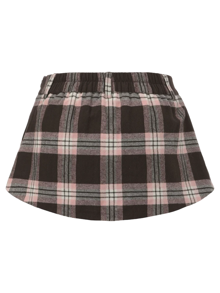 Blair Preppy Plaid Mini Skirt (Brown)