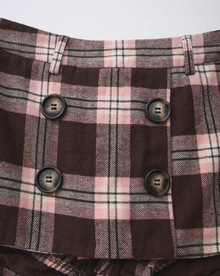 Blair Preppy Plaid Mini Skirt (Brown)