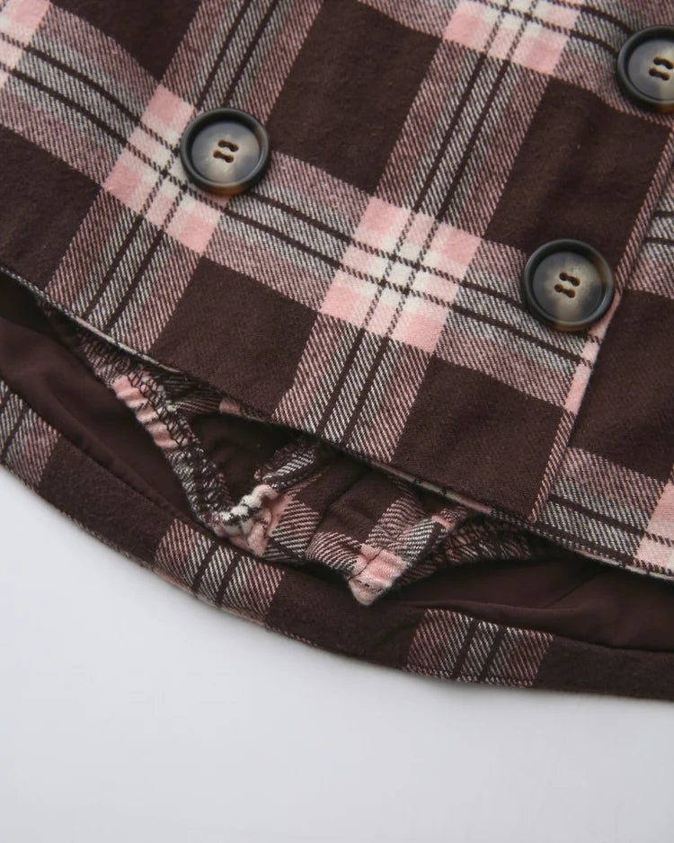 Blair Preppy Plaid Mini Skirt (Brown)