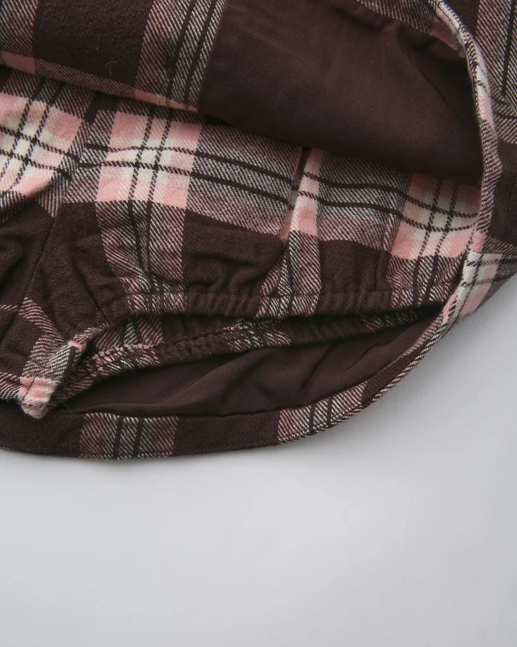 Blair Preppy Plaid Mini Skirt (Brown)