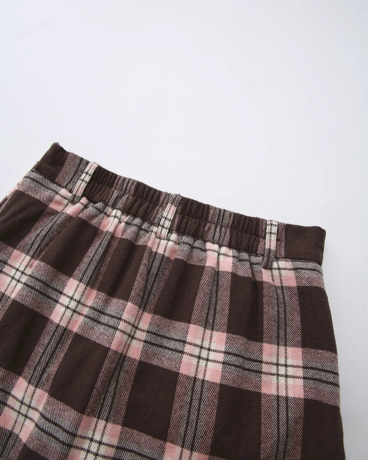 Blair Preppy Plaid Mini Skirt (Brown)