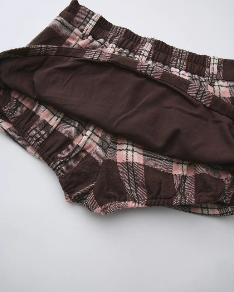 Blair Preppy Plaid Mini Skirt (Brown)
