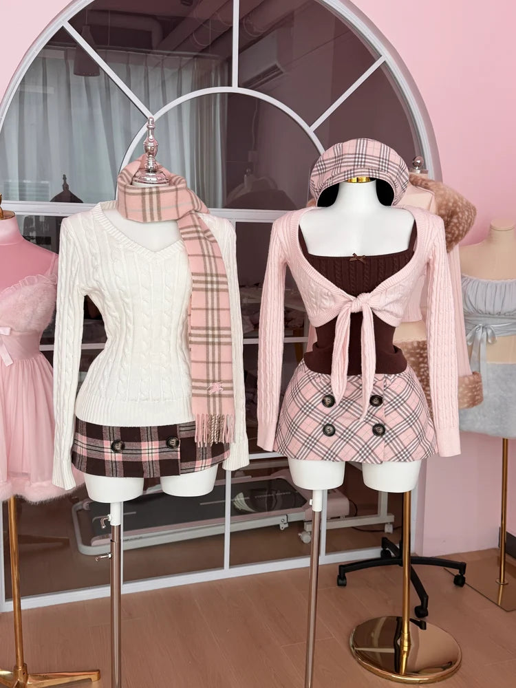 Blair Preppy Plaid Mini Skirt (Pink)