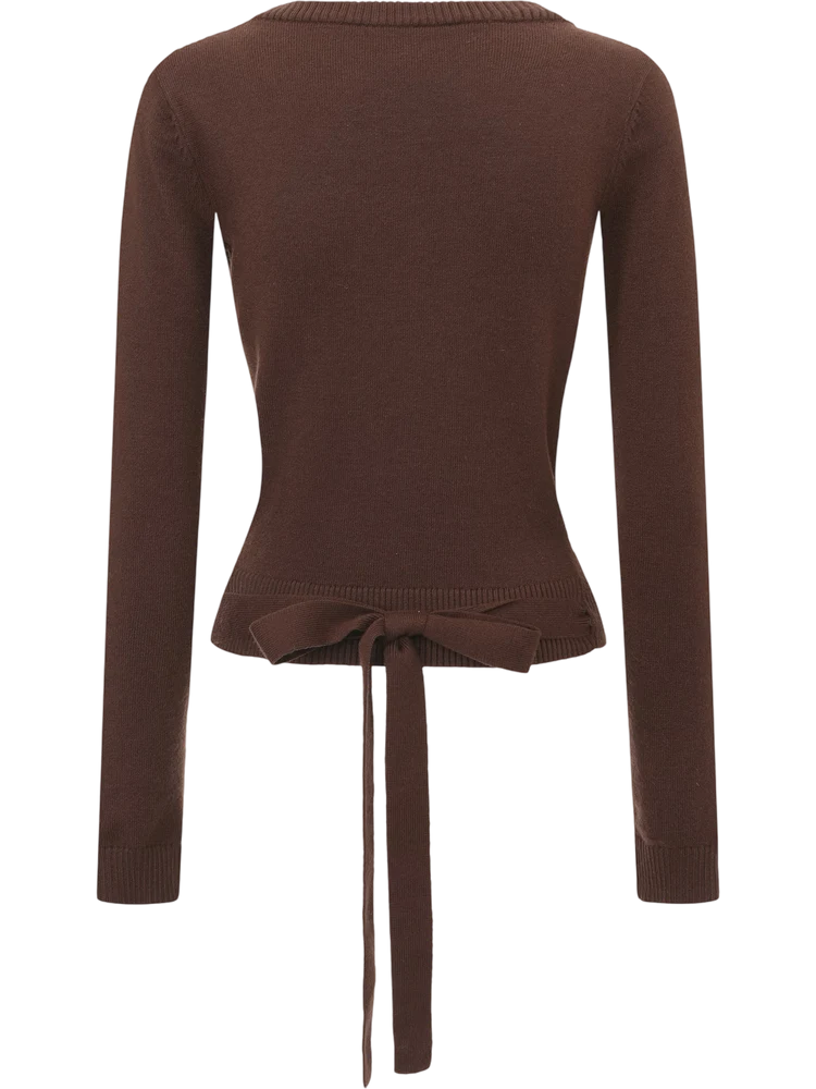 Ballet Knit Wrap Cardigan (Brown)