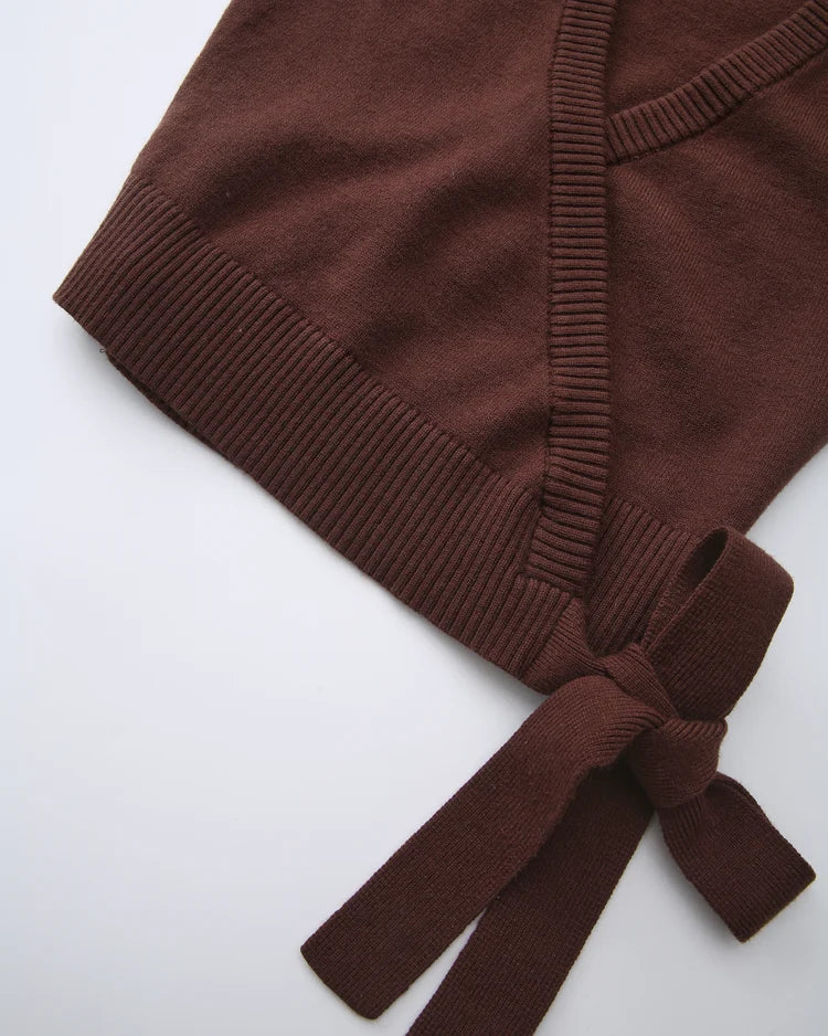 Ballet Knit Wrap Cardigan (Brown)