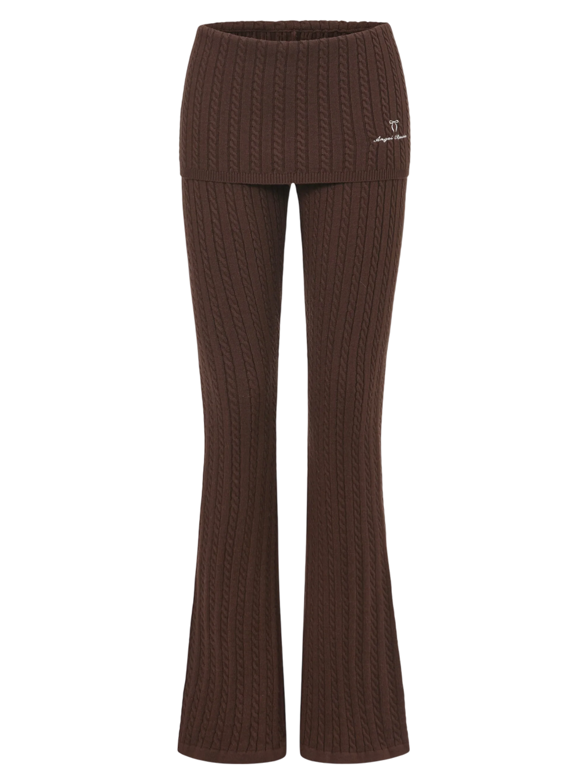 Colette Cable Knit Fold Over Pants (Brown)