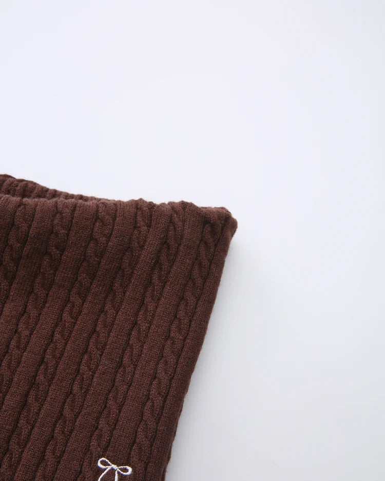 Colette Cable Knit Fold Over Pants (Brown)