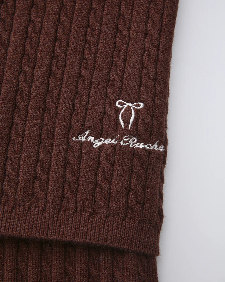 Colette Cable Knit Fold Over Pants (Brown)