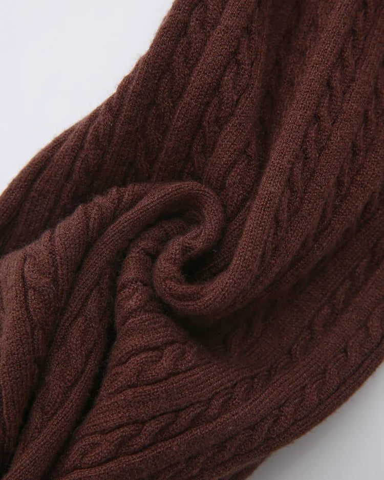 Colette Cable Knit Fold Over Pants (Brown)