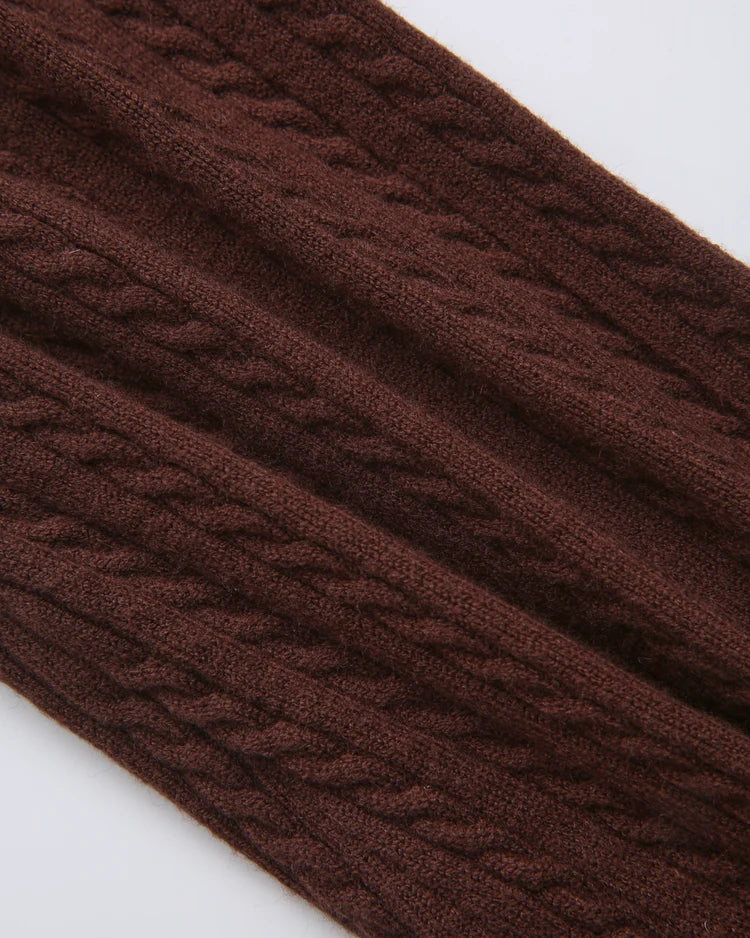 Colette Cable Knit Fold Over Pants (Brown)