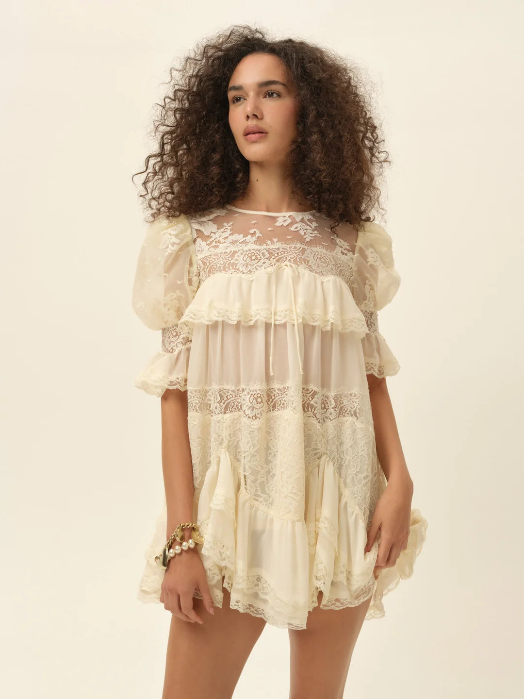 Heirloom Lace Ruffle Mini Dress