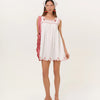 Red Embroidered Cotton Babydoll Mini Dress