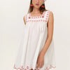 Red Embroidered Cotton Babydoll Mini Dress