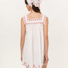 Red Embroidered Cotton Babydoll Mini Dress