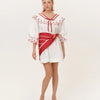 Red Cherry Embroidered Cotton Mini Dress