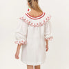Red Cherry Embroidered Cotton Mini Dress