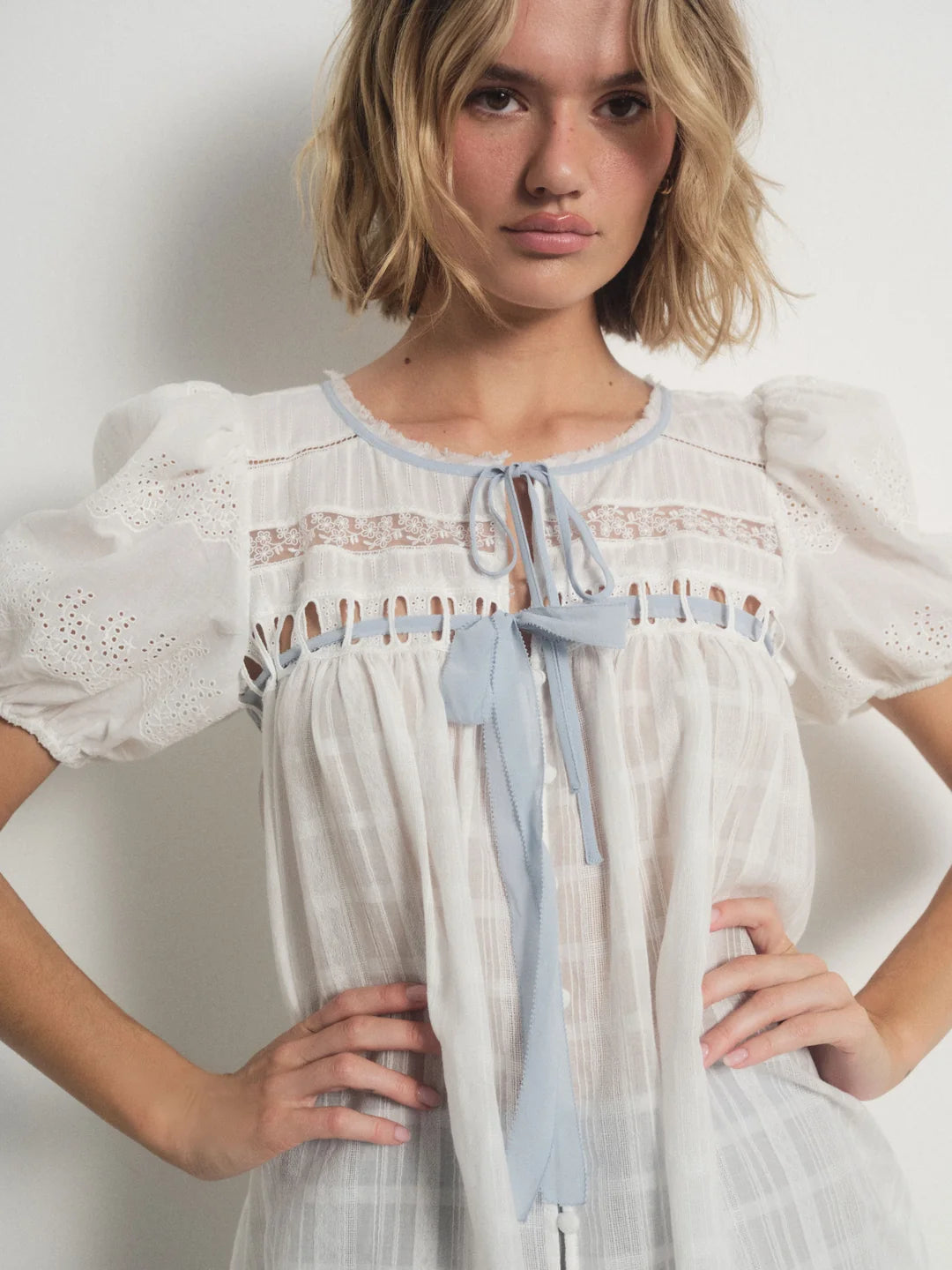 Cotton Ribbon Babydoll Sleep Dress