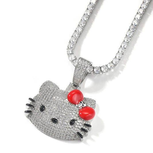 Hello Kitty Face Pendant Silver
