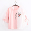 Japanese Style Cute Rabbit Tee in pink, featuring an adorable rabbit design for a charming and playful kawaii look.