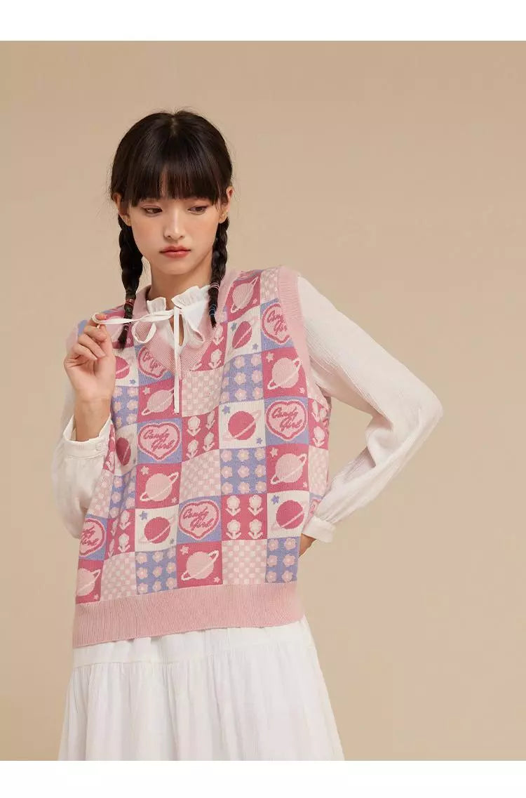 Kawaii Preppy Style Knitt Vest
