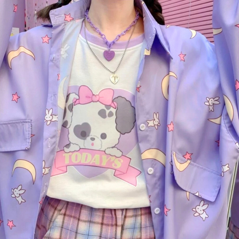Moon pattern long sleeve shirt