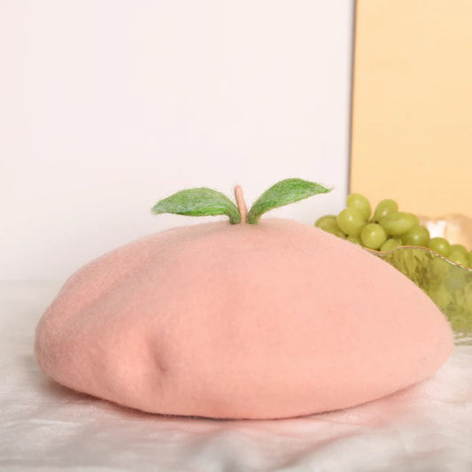 Peach Fuzzy Beret