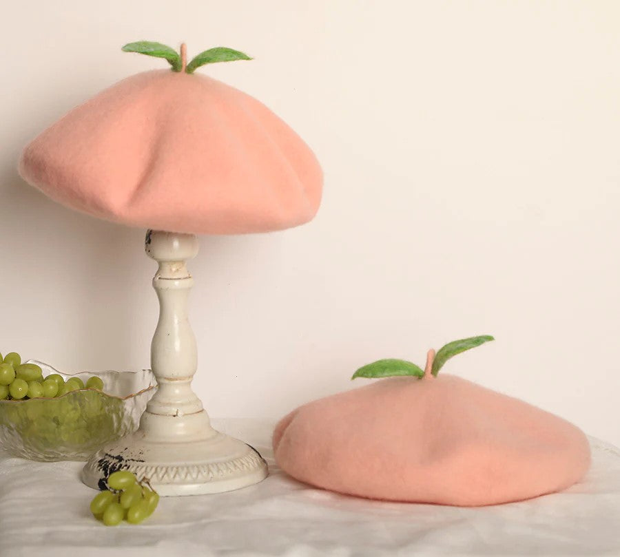 Peach Fuzzy Beret