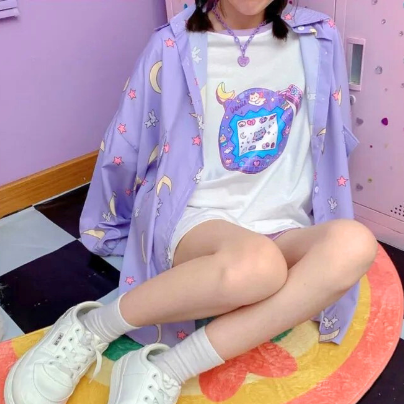 Moon pattern long sleeve shirt