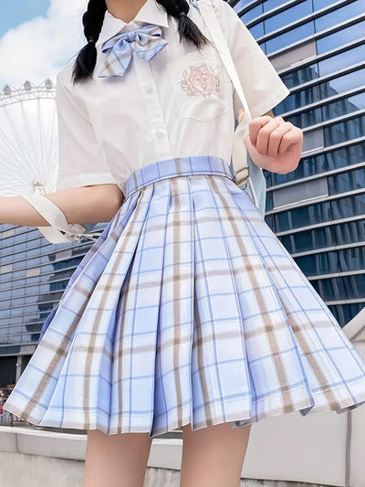 Light Blue Pleated Kawaii Skirt