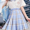 Light Blue Pleated Kawaii Skirt