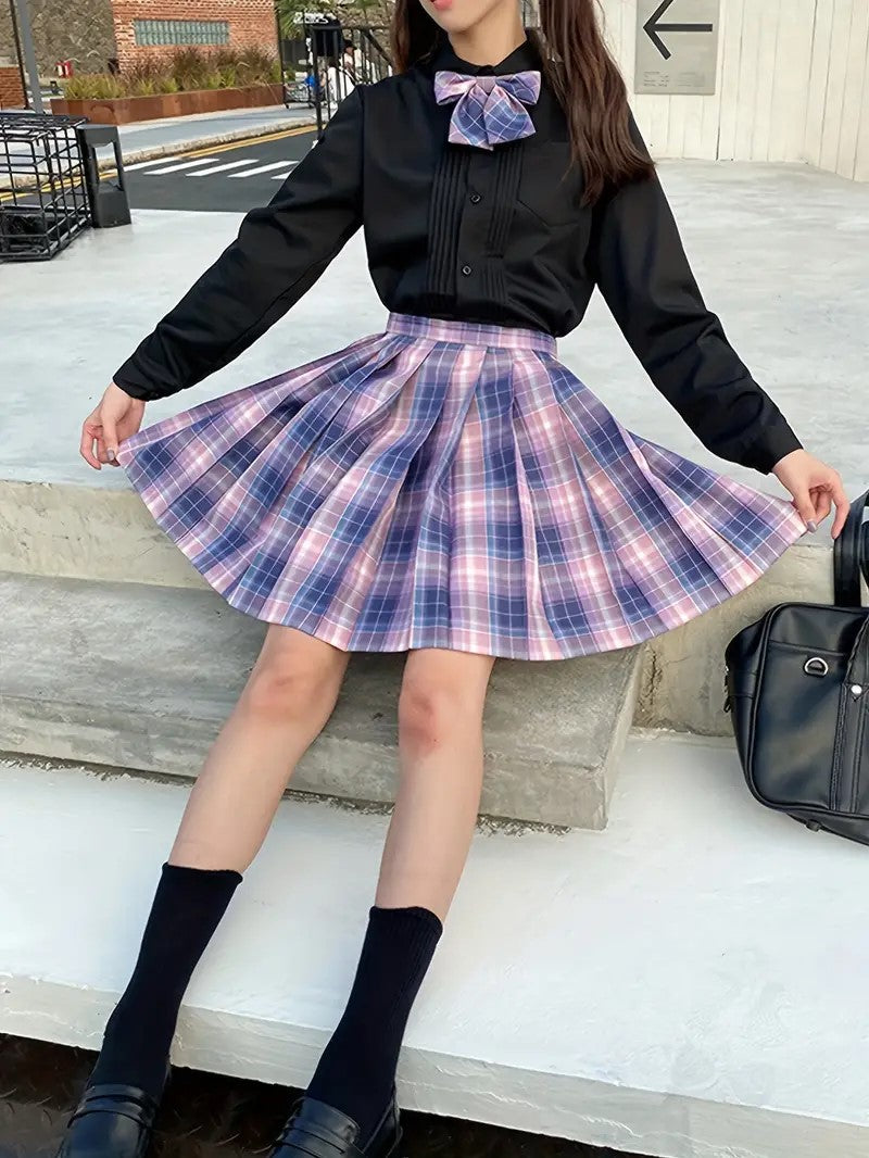 Purple Kawaii Pleated Skirt