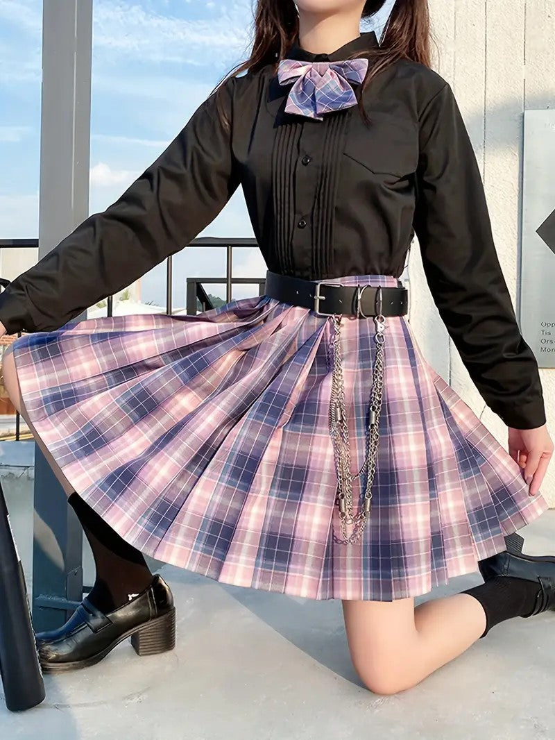Purple Kawaii Pleated Skirt