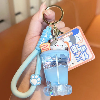 Cute Cat Cup Keychain