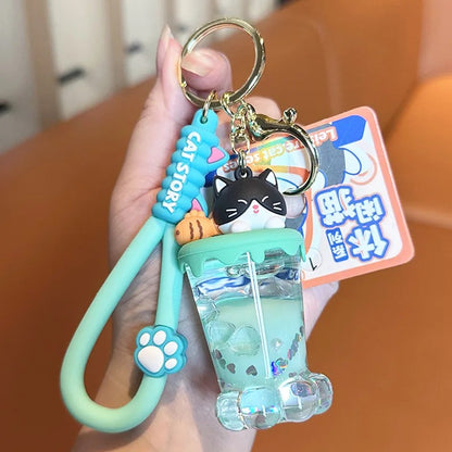 Cute Cat Cup Keychain