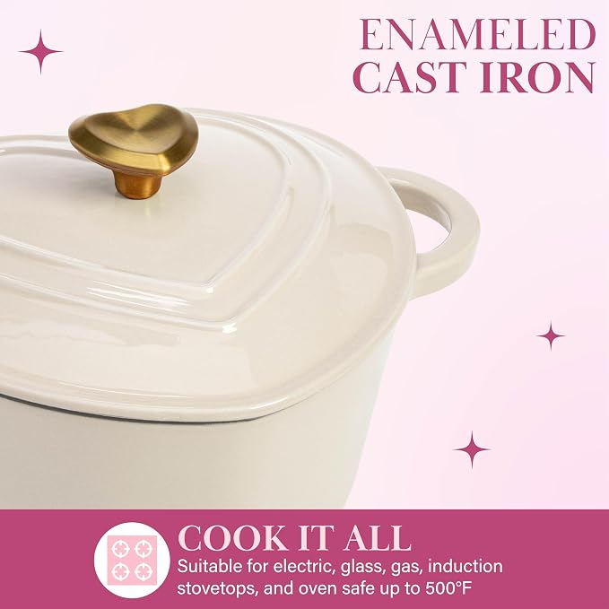 Paris Hilton Heart-Shaped Dutch Oven – Beige (2L)