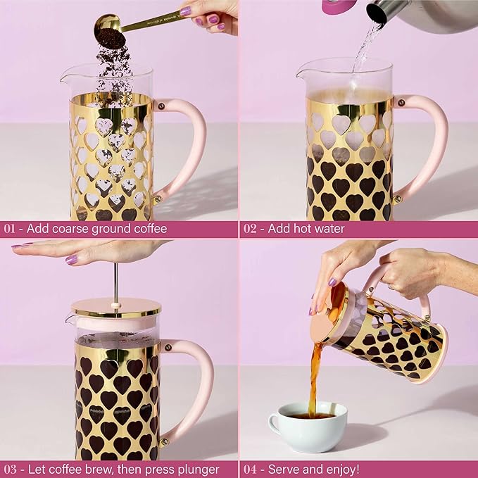 Paris Hilton French Press Coffee Maker – Pink & Gold (1000ml)