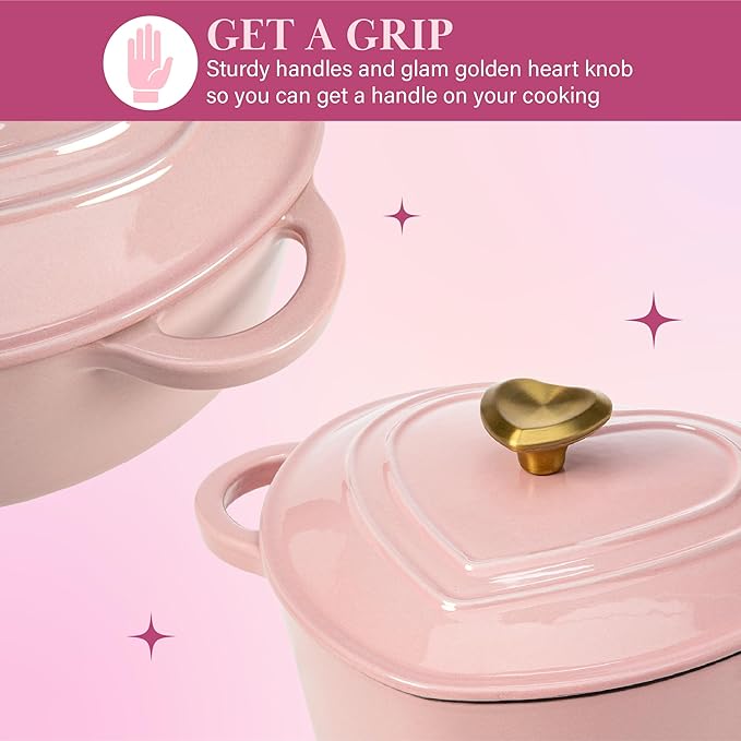 Paris Hilton Heart-Shaped Dutch Oven – Pink (2L)