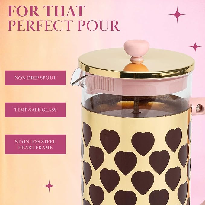 Paris Hilton French Press Coffee Maker – Pink & Gold (1000ml)