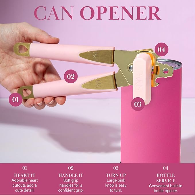 Paris Hilton Can Opener with Bottle Opener – Pink & Gold