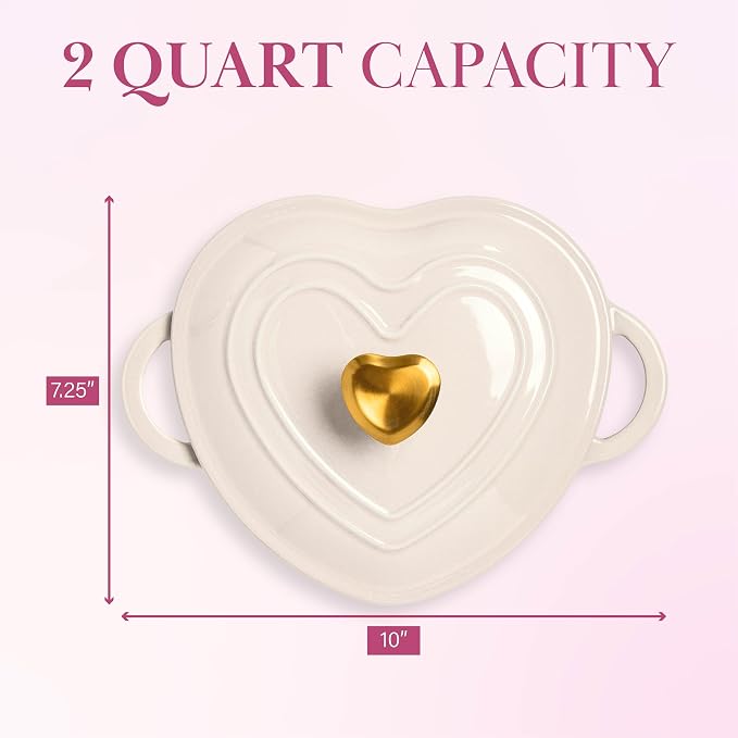 Paris Hilton Heart-Shaped Dutch Oven – Beige (2L)