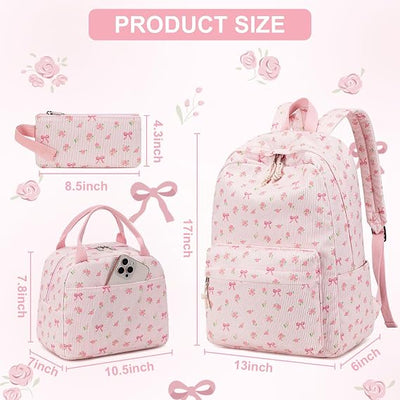 Pink Bow 3-Piece Backpack Set