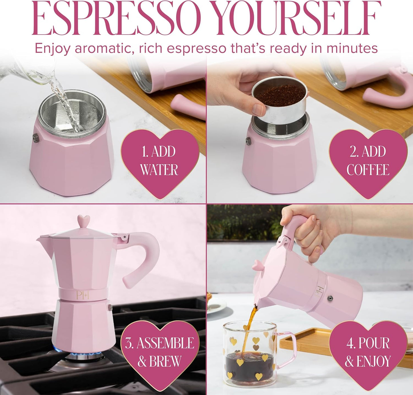 Paris Hilton Espresso Maker – Pink (6 Cups)