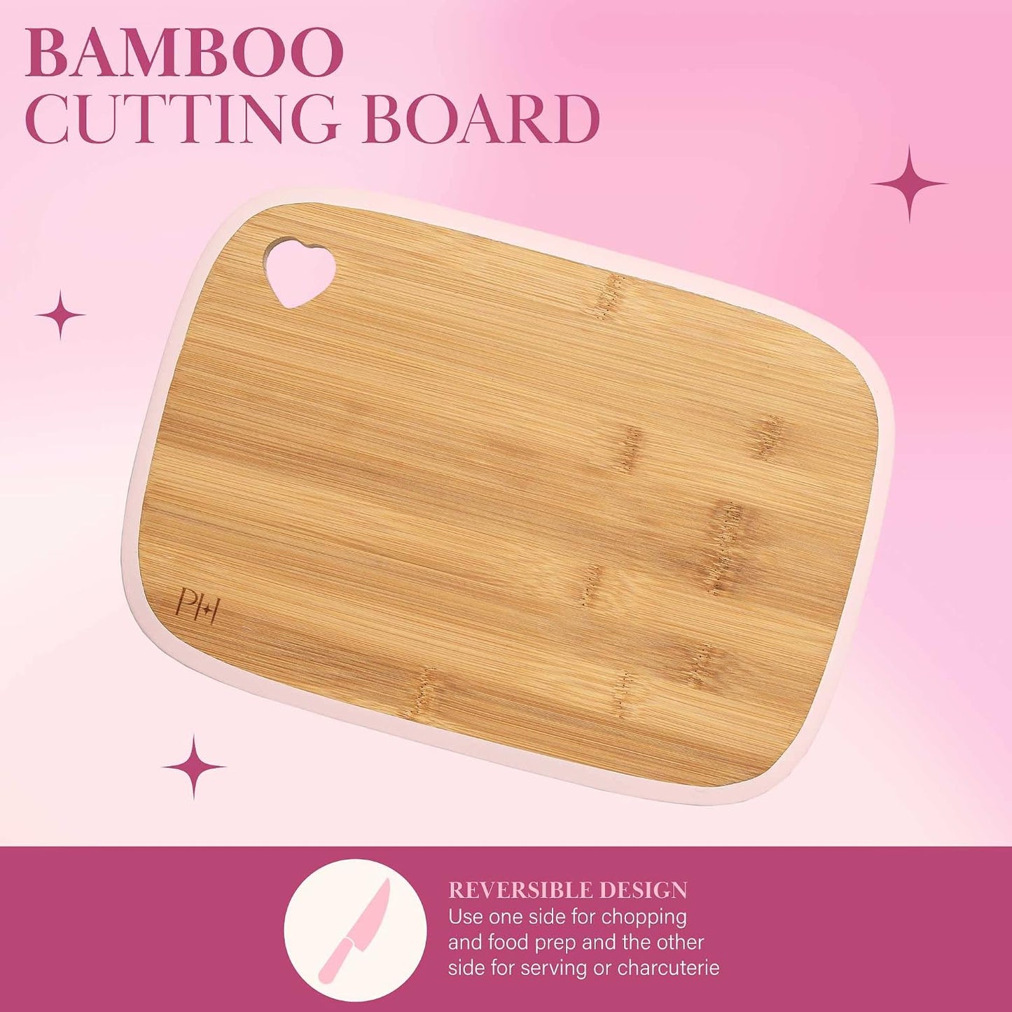 Paris Hilton Bamboo Cutting Board & Knife Set – Pink (7 Piece)