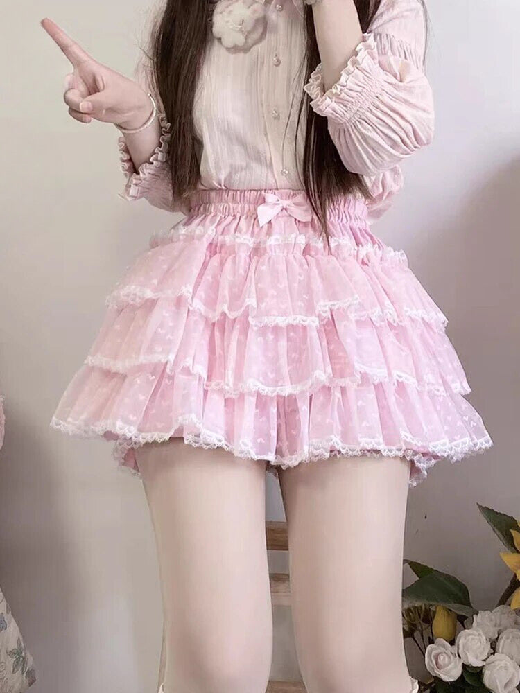 Pink Pants With Ruffled Hearts