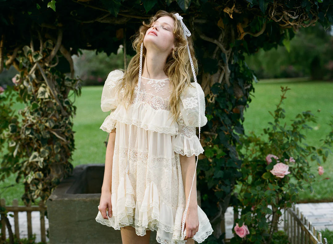 Heirloom Lace Ruffle Mini Dress
