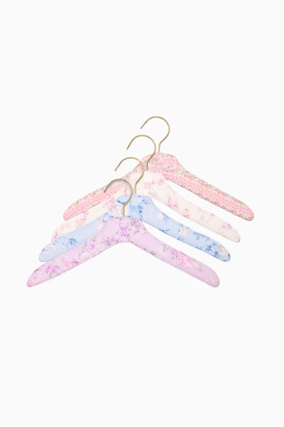 LoveShackFancy Floral Fabric Hangers – Set of 4 | 16" x 8.5"