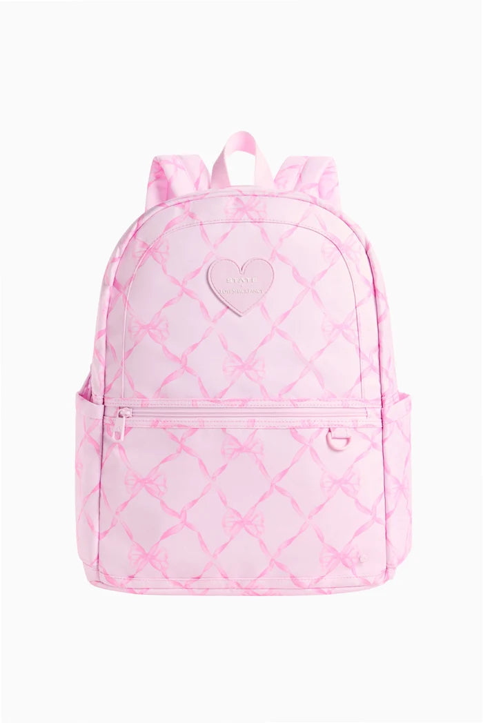 Double Pocket Bow Backpack – Pink
