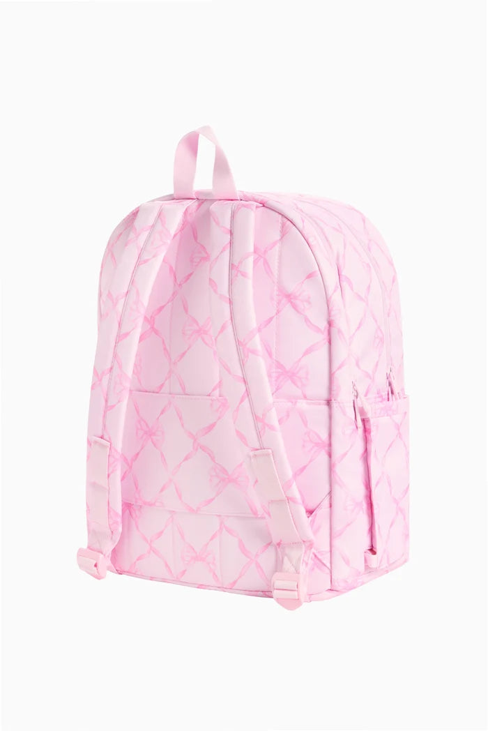 Double Pocket Bow Backpack – Pink